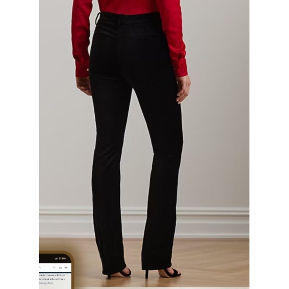 Lauren Ralph Lauren‎ Black Label High Rise Stretch Velvet  Trouser SIZE 4 Black - Picture 4 of 16